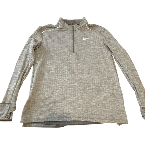 Nike Element Running 1/2 Zip Pullover Top Mens L Gray Thermal Thumb Holes - Picture 1 of 12